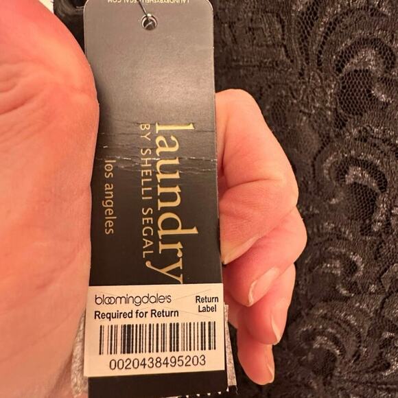 Laundry By Shelli Segal Black Lace Dress Side Ruching Sz. 14 Whimsygoth Coquette - Picture 9 of 11